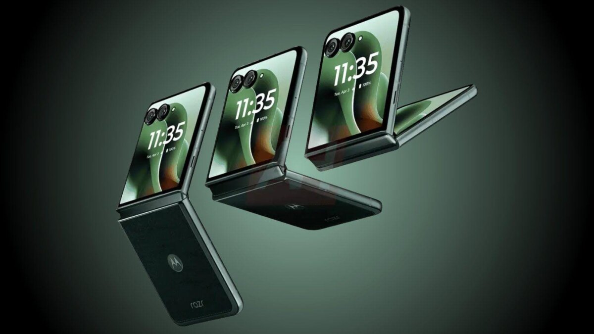motorola razr plus 2025 leak render green black background
