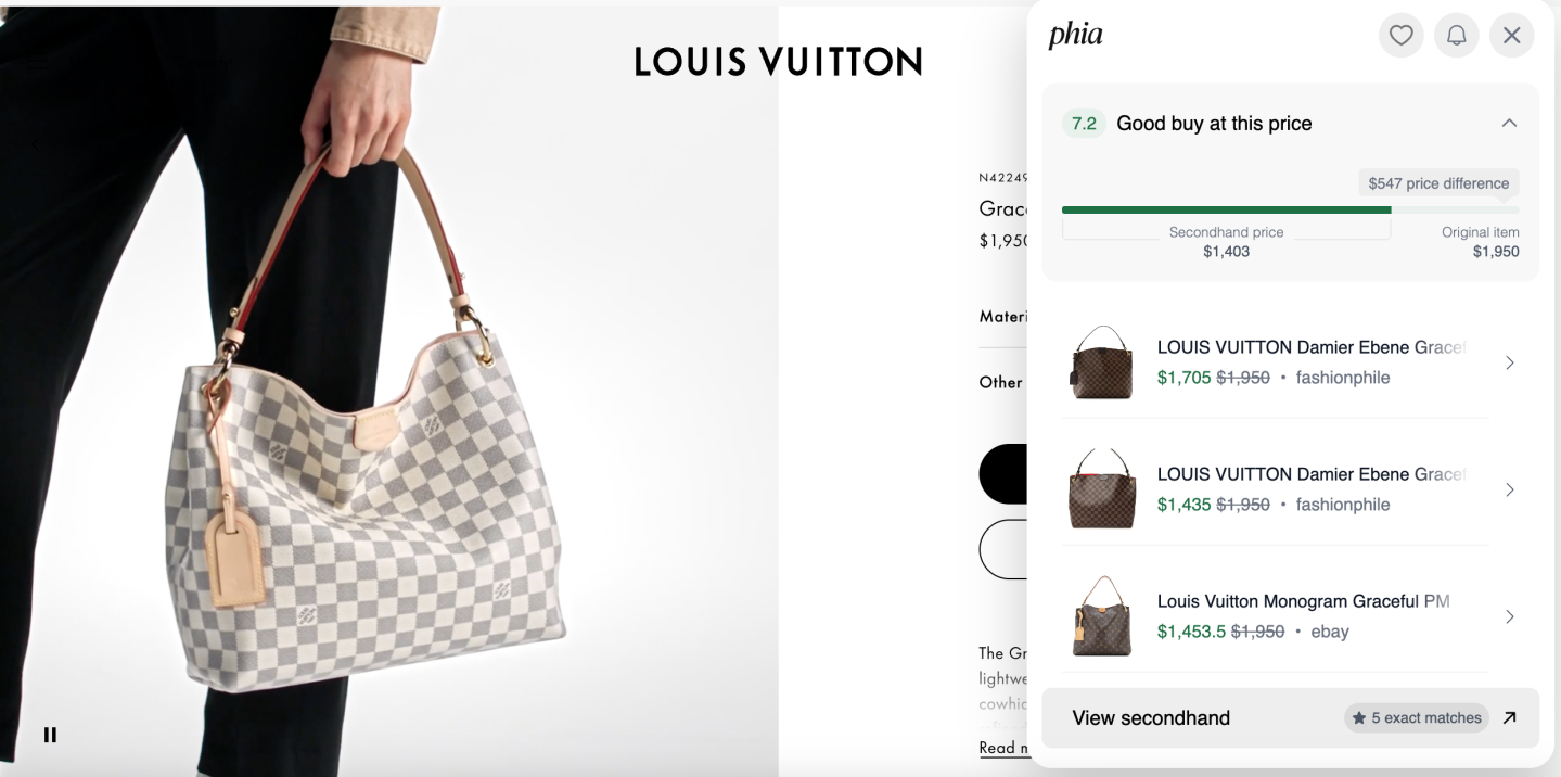 Дочь Билла Гейтса запустила AI-приложение для выгодного шопинга 3 phia lv bag.png