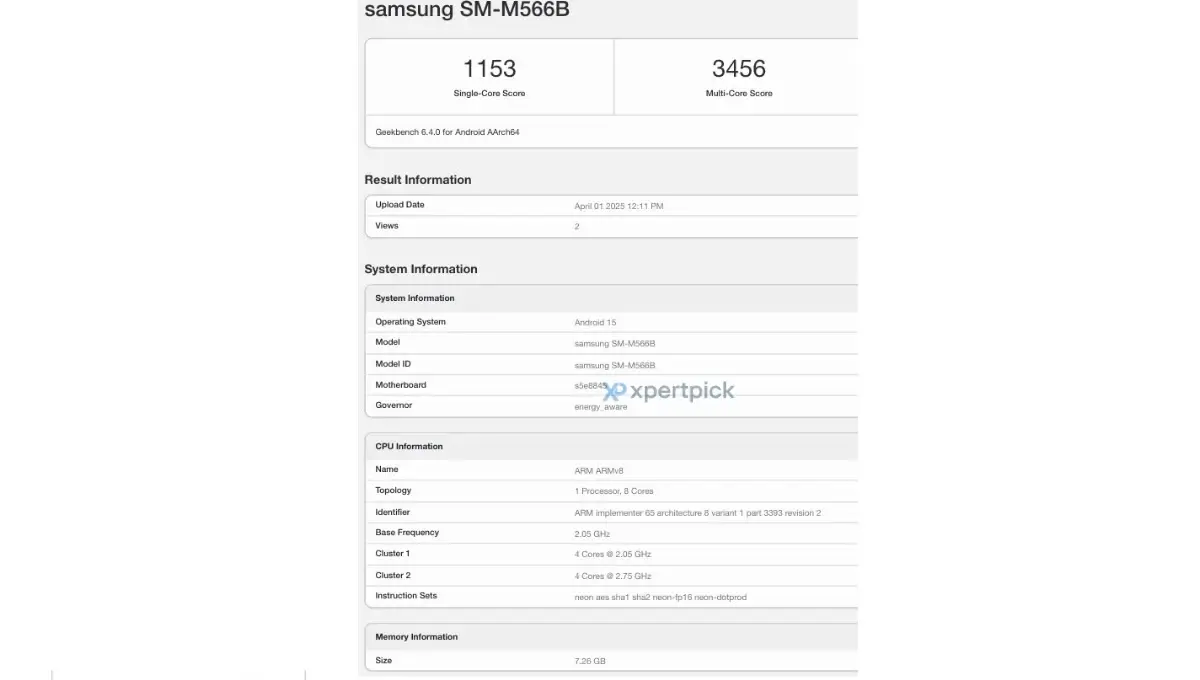 Samsung Galaxy M56 получил более слабый чип Exynos 1480 — откат по сравнению с M55? 3 samsung galaxy m56 exynos 1480 geekbench scores
