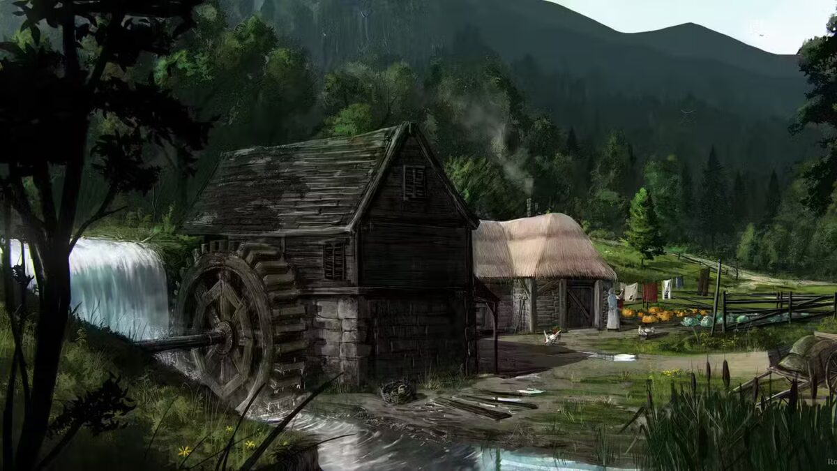 skyblivion cabin waterfall