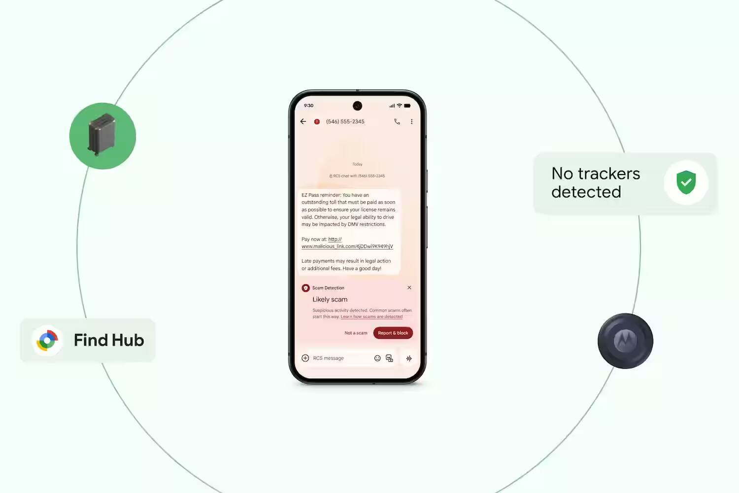 Экран смартфона с сообщением о мошенничестве и детектором