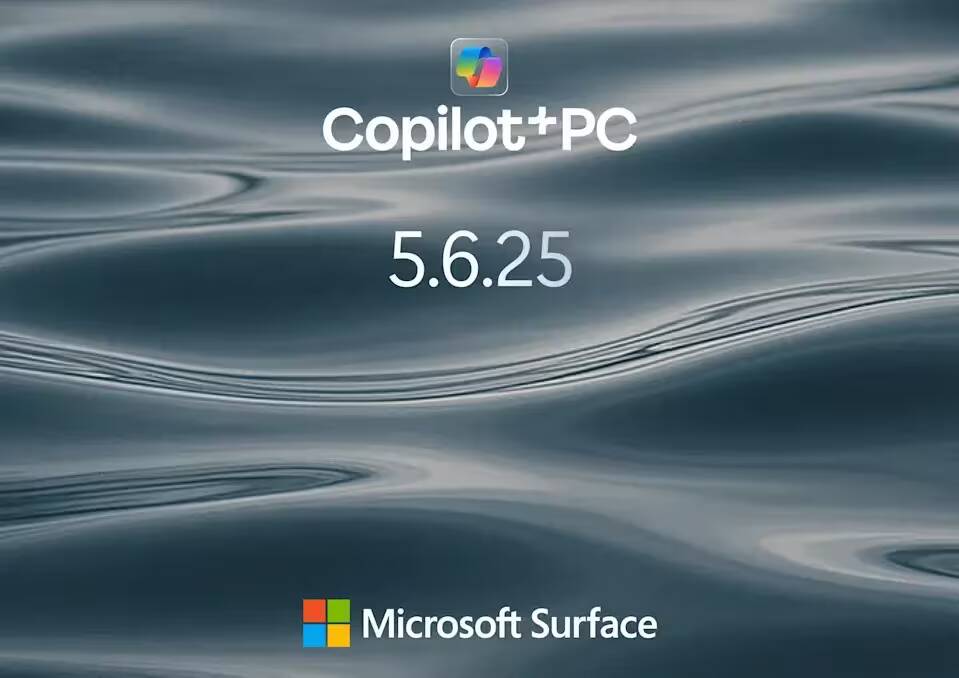 Обновленная версия софта Microsoft Surface с номером 5.6.25 на фоне водной поверхности