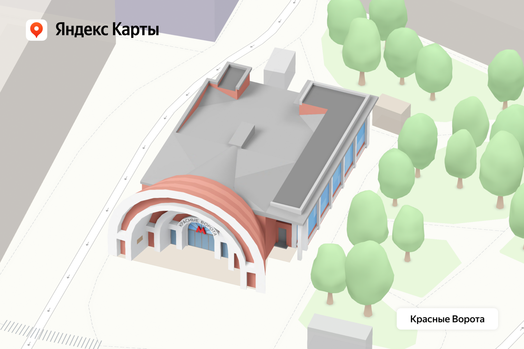 В Яндекс Картах появились 3D-модели московских станций метро 5 krasnye vorota