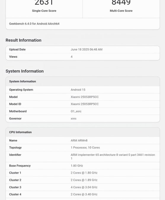 xiaomi pad 7s pro geekbench benchmarks