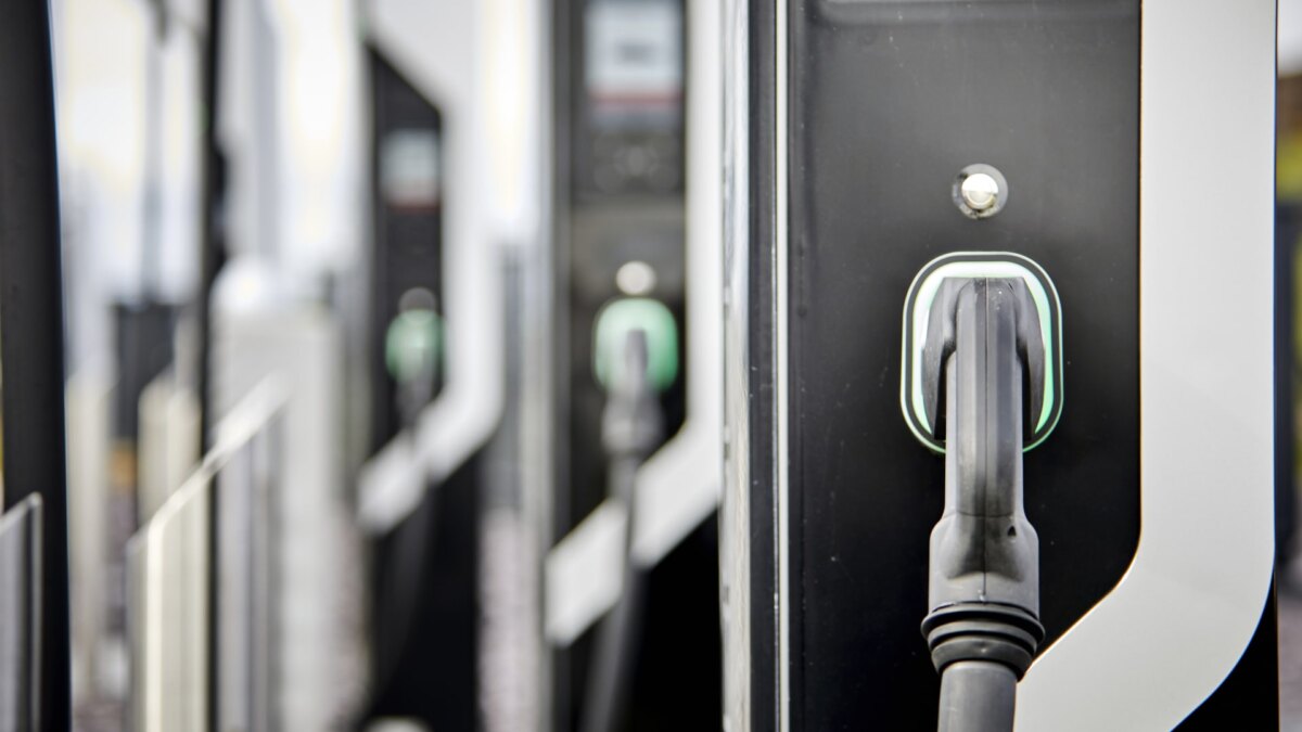 a bank of electric car chargers 918491
