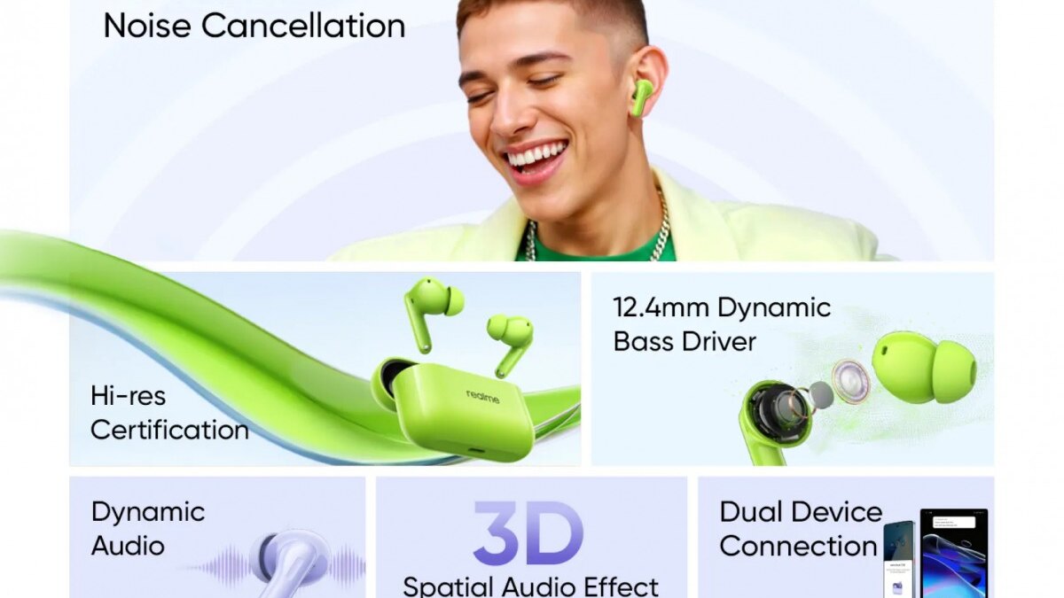 Realme Buds T200 с активным шумоподавлением и поддержкой LDAC выйдут 24 июля 3 gsmarena 002 5