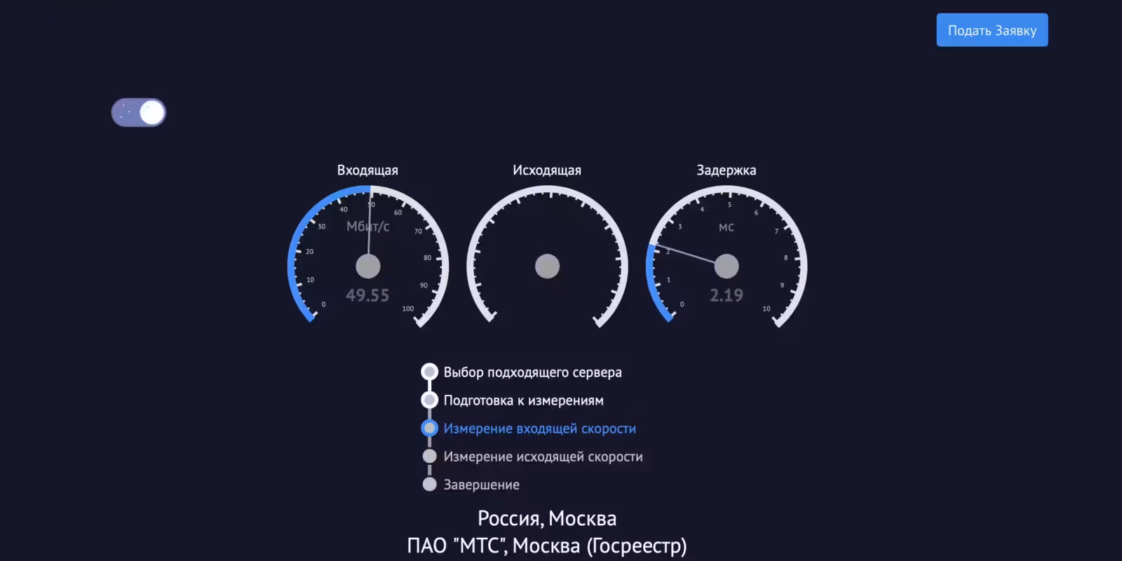 Онлайн-сервис для измерения скорости интернета в Москве