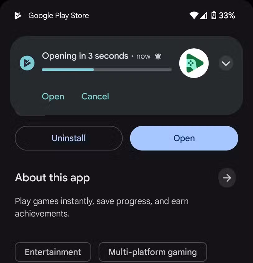 Google внедряет функцию авто-запуска приложений после установки в Play Store 5 google play store auto open notification dm