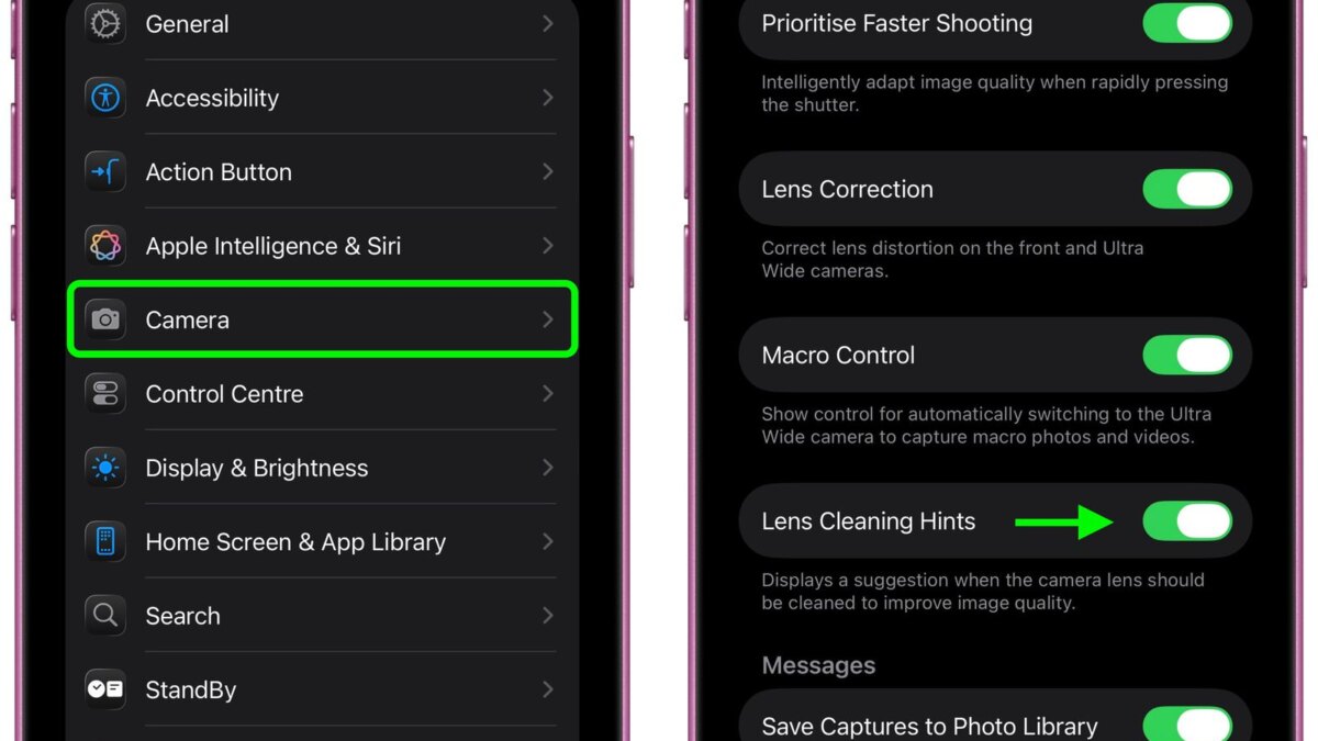 lens cleaning hints ios