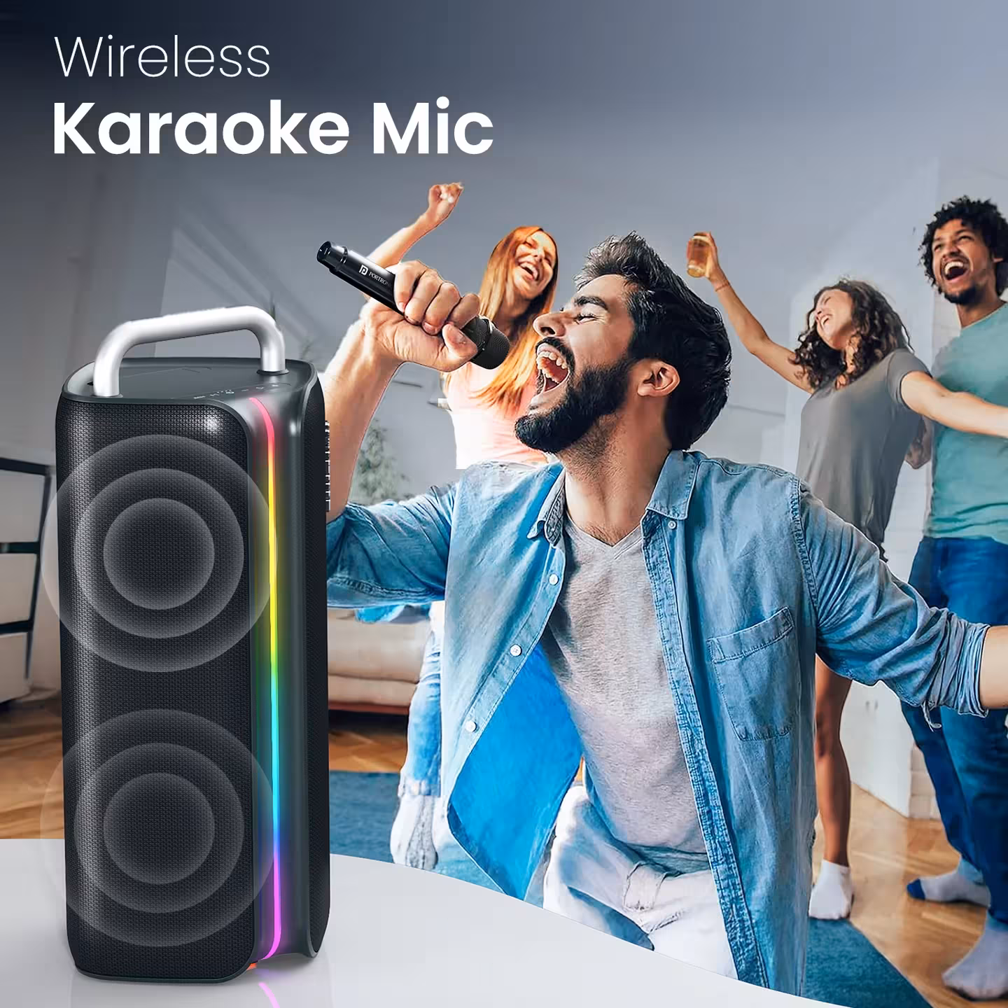 Portronics представила колонку Nebula X с караоке и RGB-подсветкой 6 portronics nebula x 150w party speaker 1