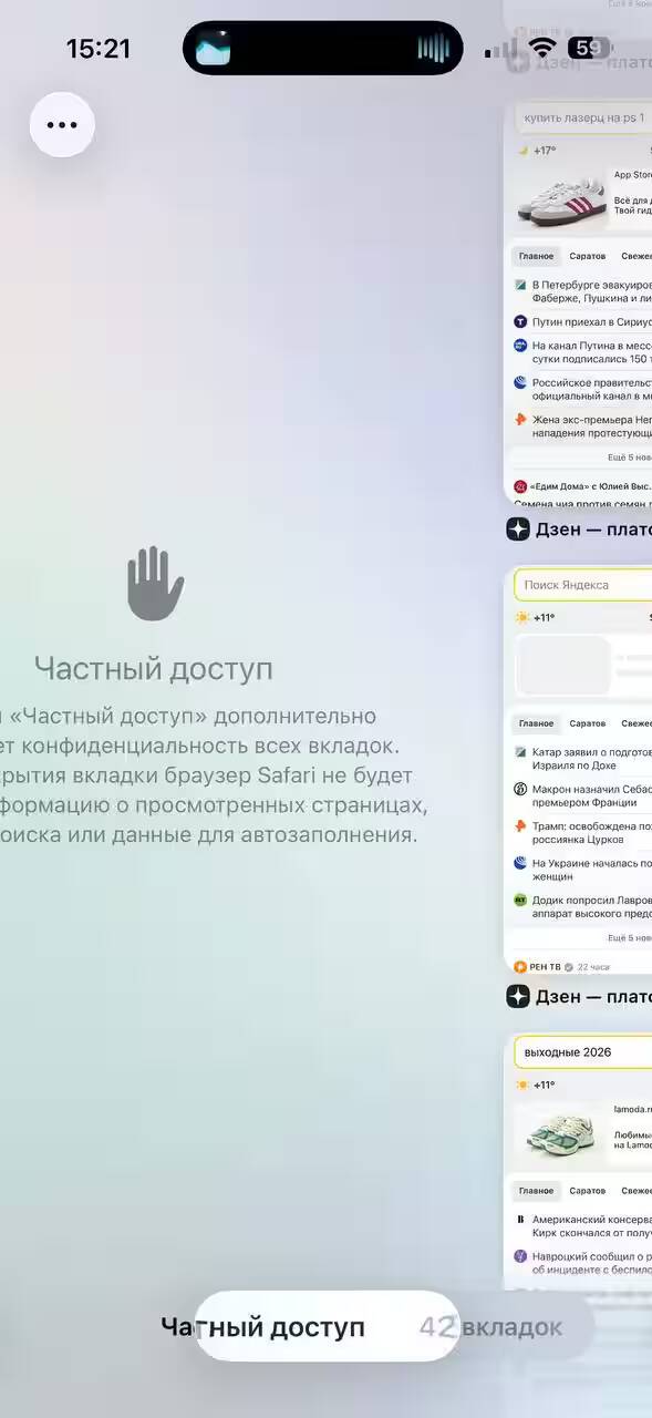 Обзор iOS 26: «жидкое стекло», фон в чате и многое другое 15 Экран настроек частного доступа на iOS 26 с информацией и переключателями