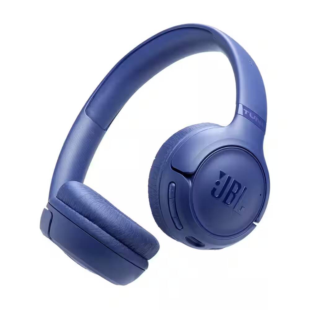 Голубые беспроводные наушники JBL Tune на боку