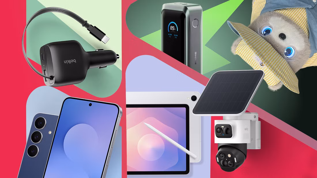 Лучшие новинки IFA 2025: от ИИ-питомцев до защищённых часов 13 collage of modern tech gadgets arranged on a colorful background