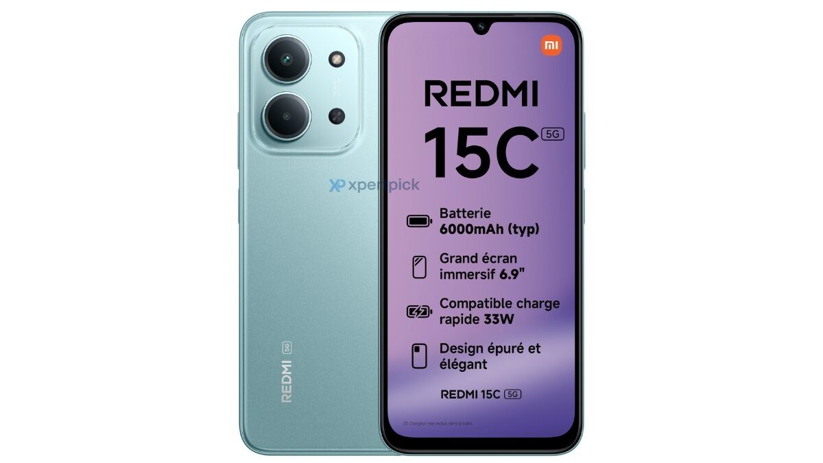 Смартфон Redmi 15C 5G спереди и сзади с крупными камерами