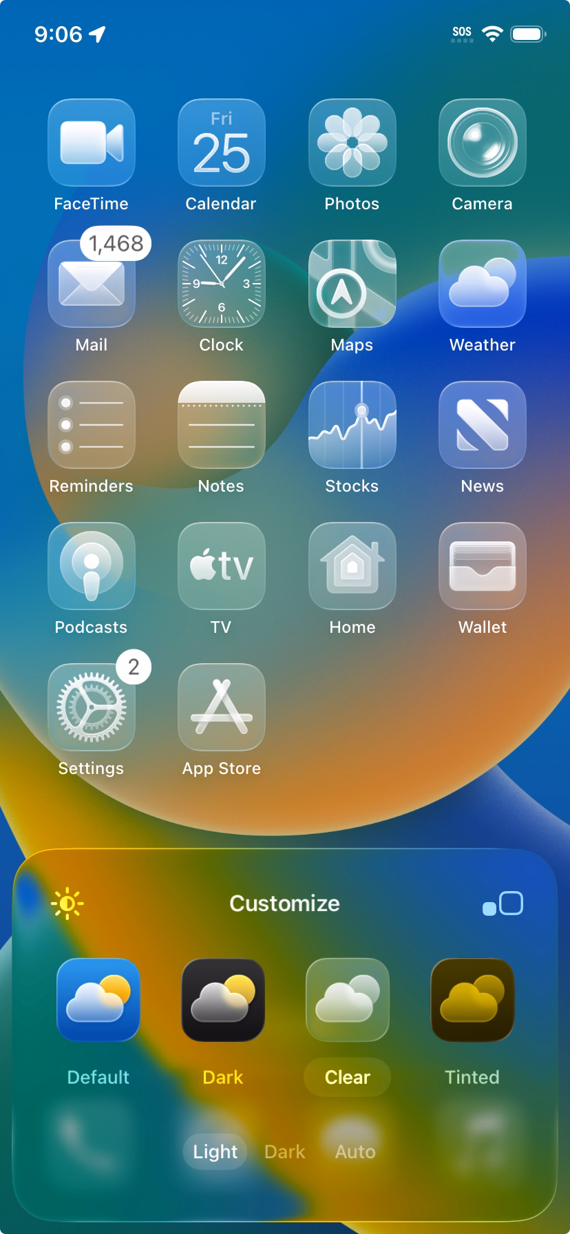 Как в iOS 26 сделать полностью прозрачные иконки на iPhone 4 liquid glass home page 2.png
