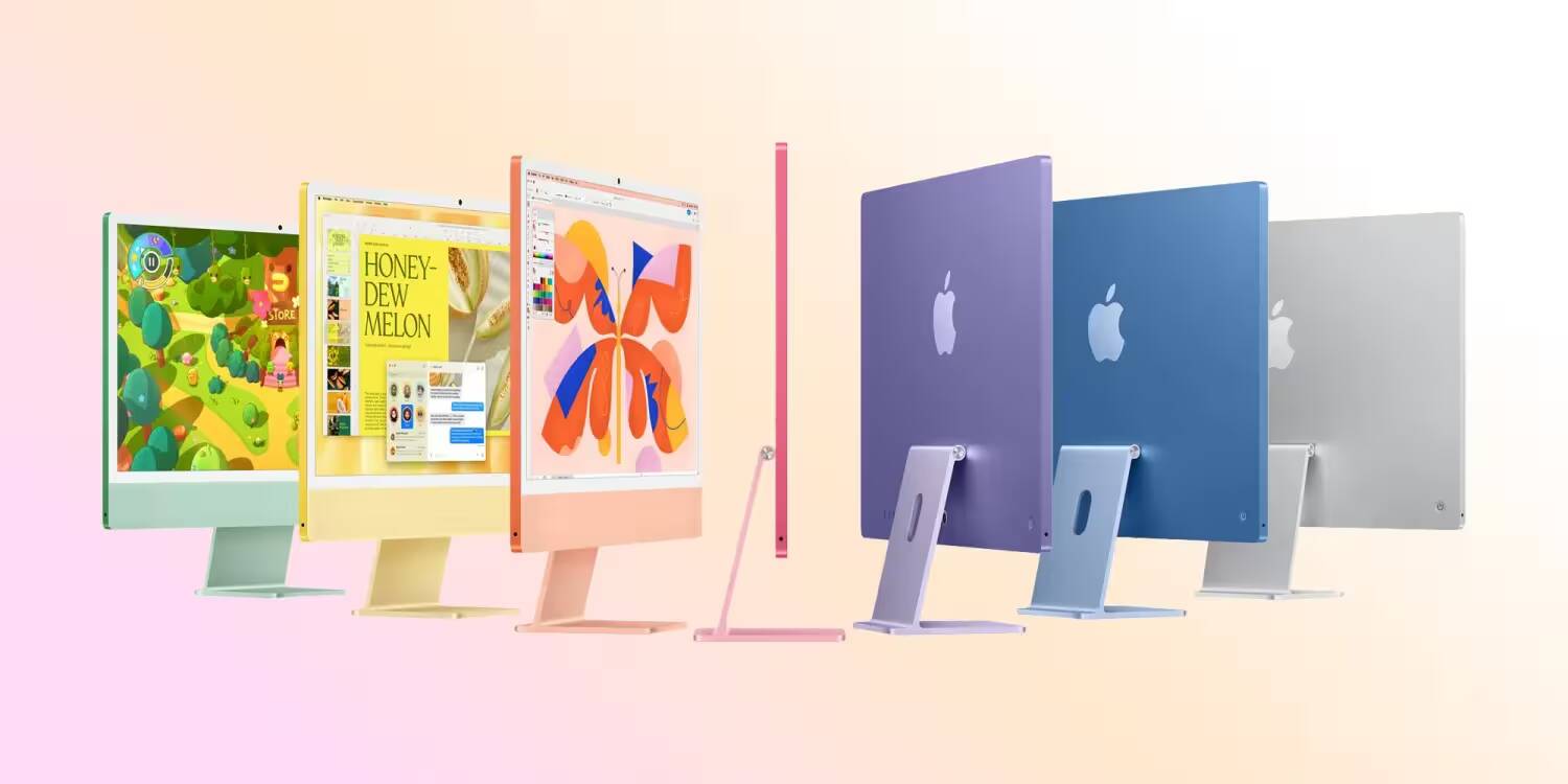 Разноцветные iMac: современные модели Apple с яркими крышками и разным дизайном, несколько вариантов оформления
