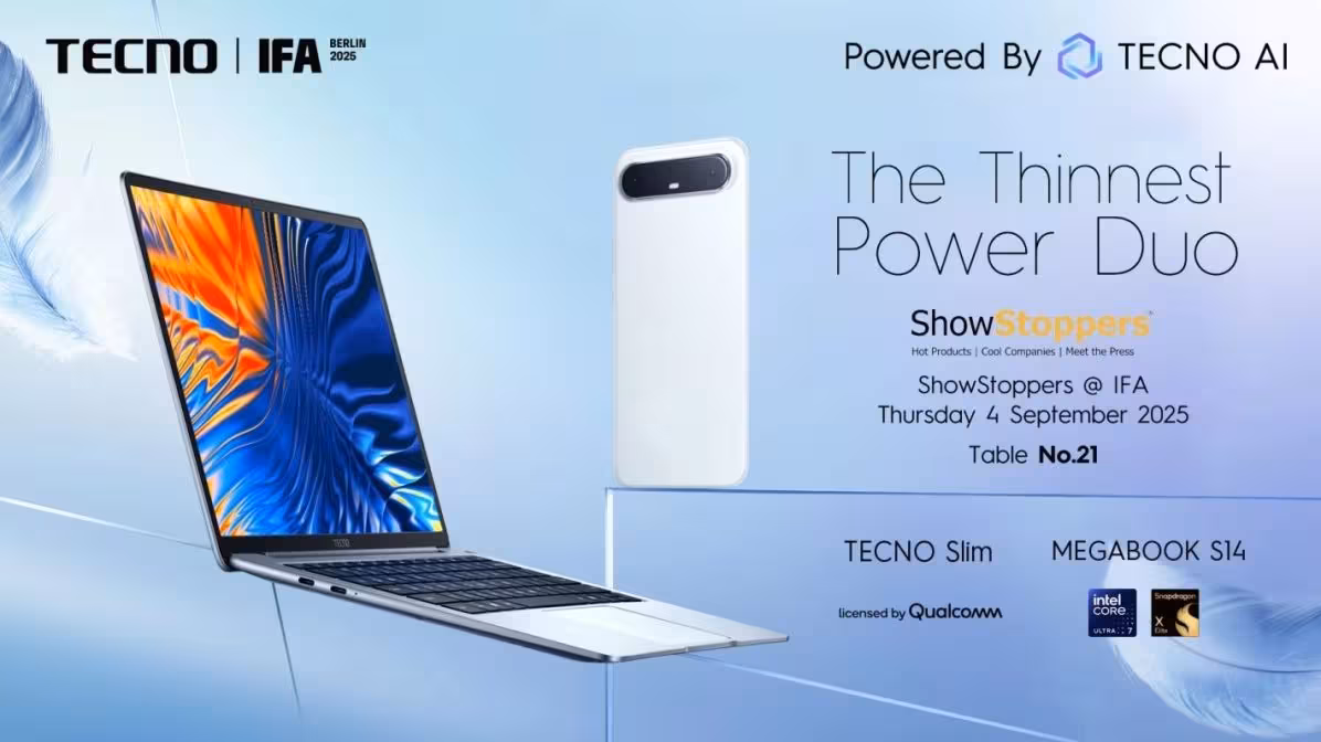 Tecno представил ноутбук Megabook S14 толщиной около 6 мм 3