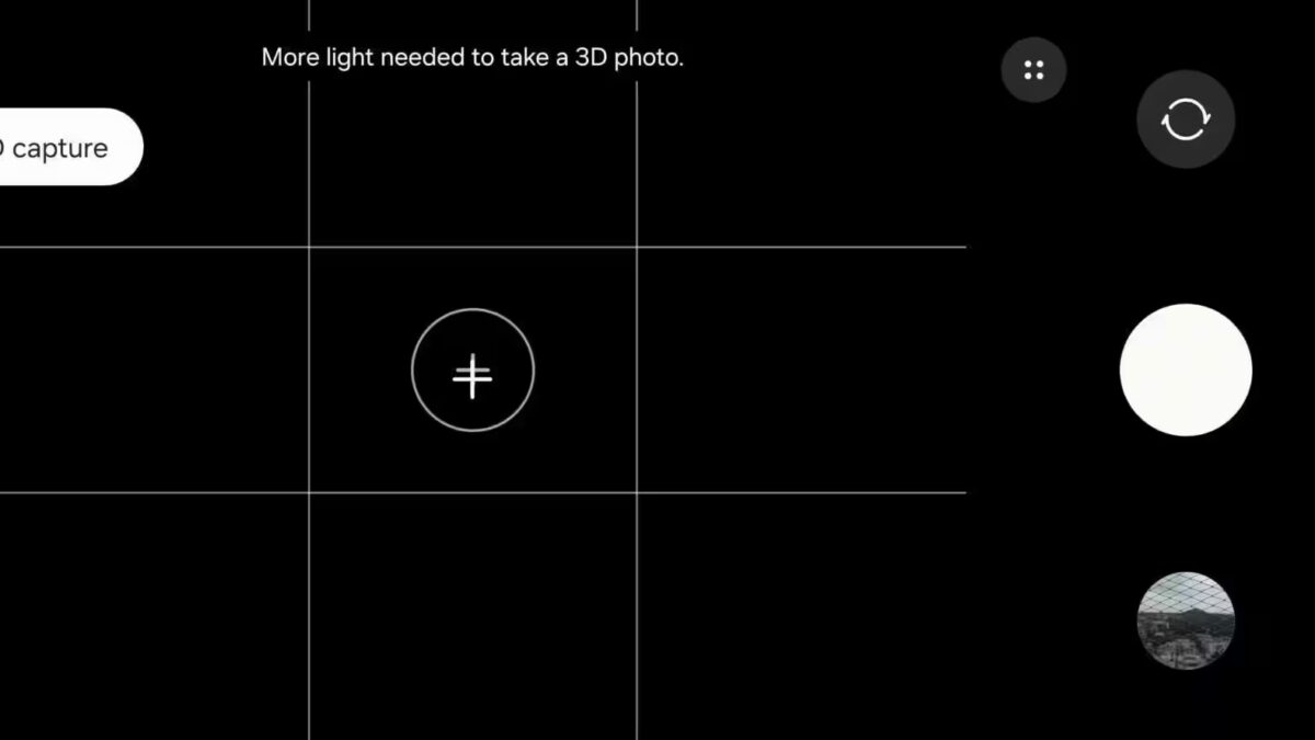ЭкранSamsung Galaxy отображает интерфейс камеры для 3D-съемки