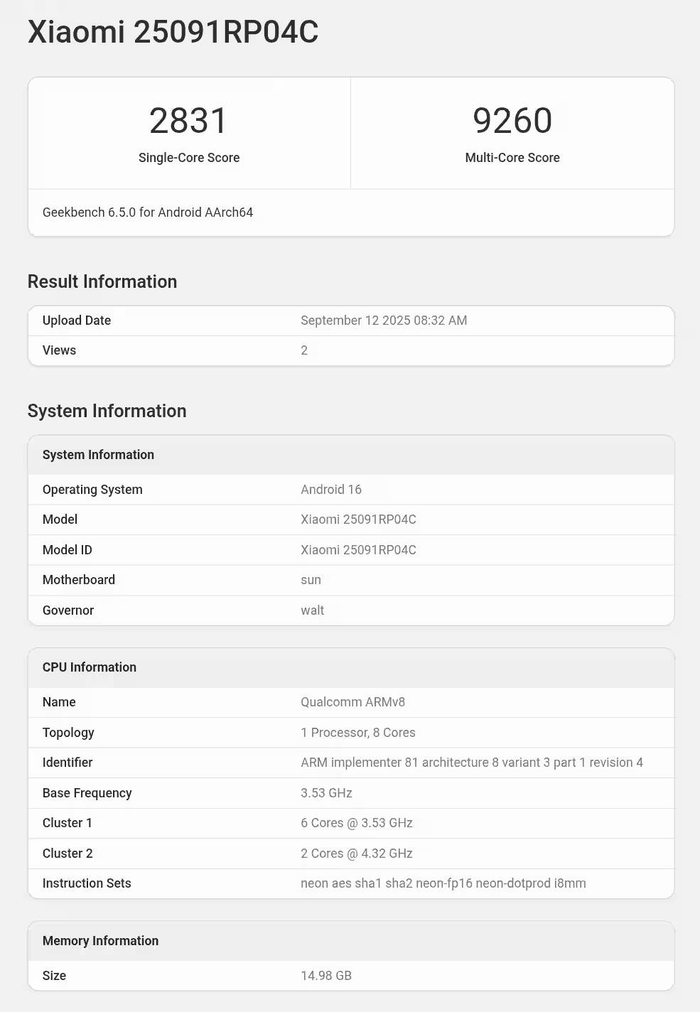 Планшет Xiaomi Pad 8 Pro с чипсетом Snapdragon 8 Elite замечен в Geekbench 2 Технические характеристики Xiaomi Pad 8 Pro на Geekbench