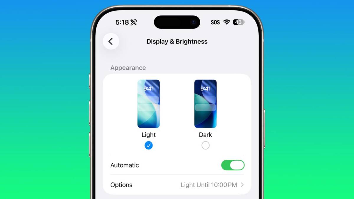 display brightness setting ios 26 1
