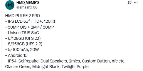 hmd pulse 2 pro specification leak