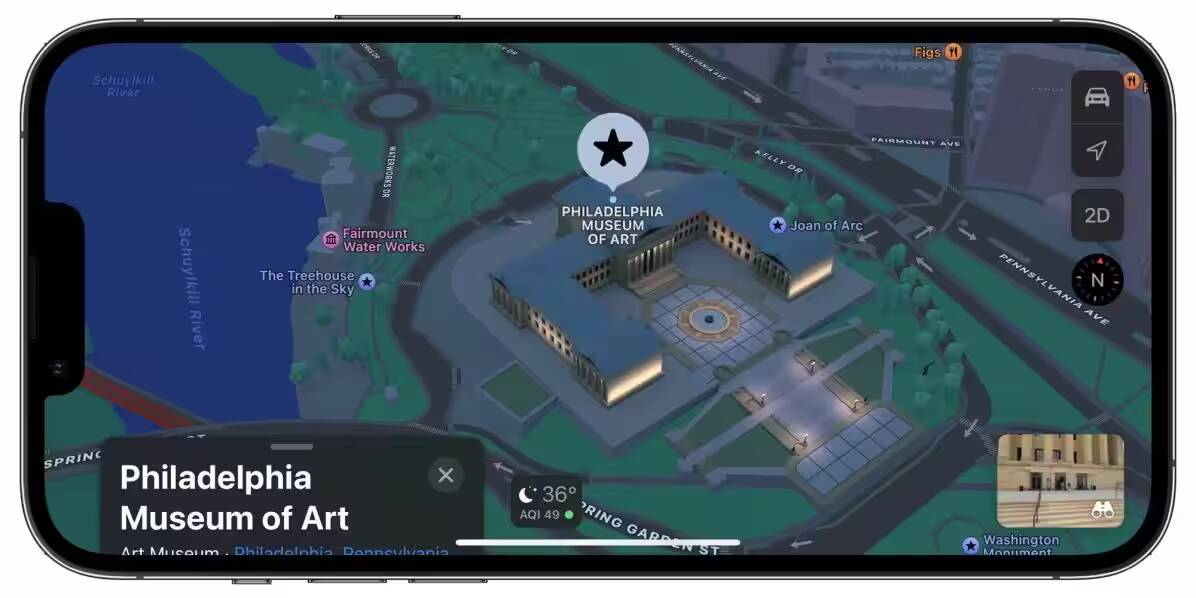 Apple хочет добавить в iPhone больше рекламы 1 Экран iPhone с картой Филадельфийского музея искусства и интерфейсом