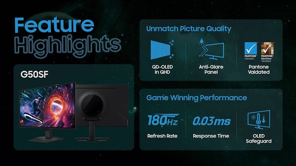 Samsung представила игровой монитор Odyssey OLED G50SF с экраном QD-OLED и частотой 180 Гц 3 samsung odyssey oled g5 g50sf in