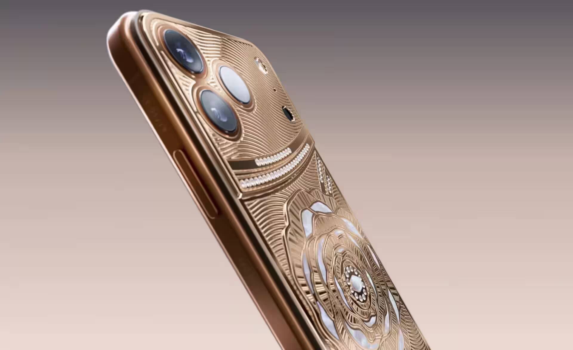 Caviar представила коллекцию Secret Love 2025 для iPhone 17 Pro 3 Золотой дизайн корпуса iPhone 17 Pro с камерами и узором