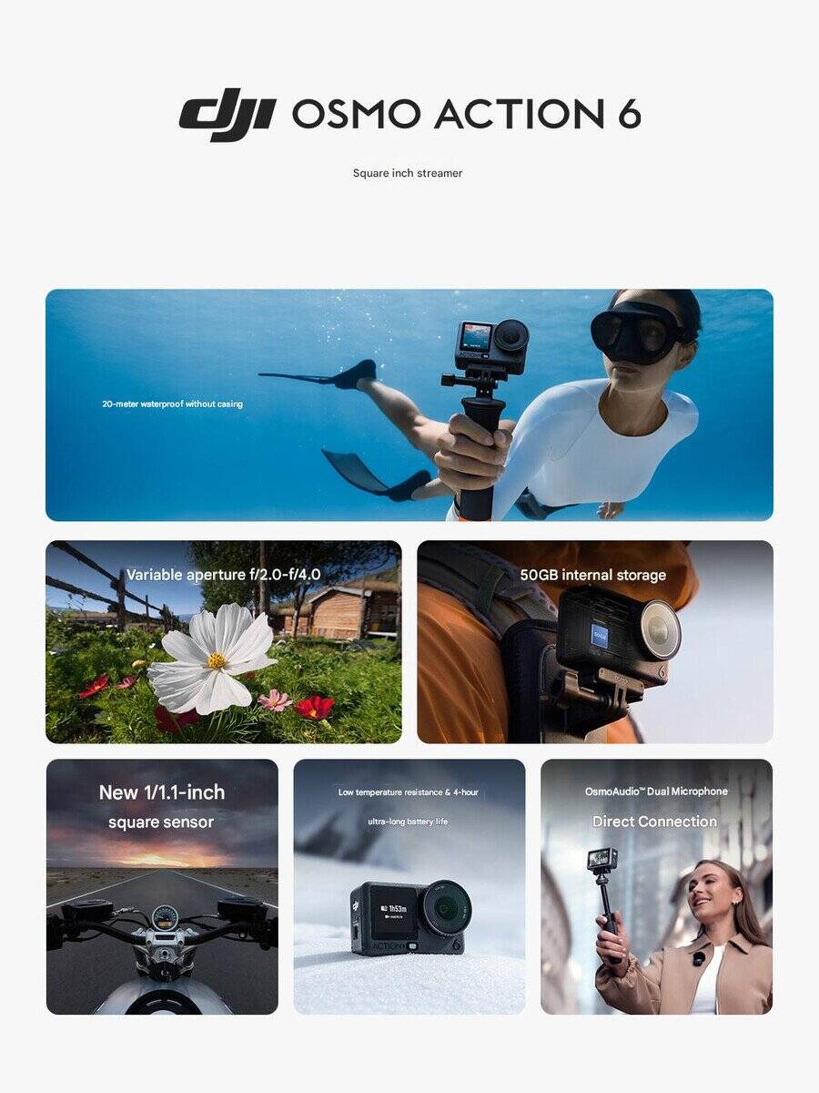 DJI представила Osmo Action 6 — экшн-камеру с переменной диафрагмой и новым квадратным сенсором 7 csm dji osmo action 6 launched bottom 10d4fb4991