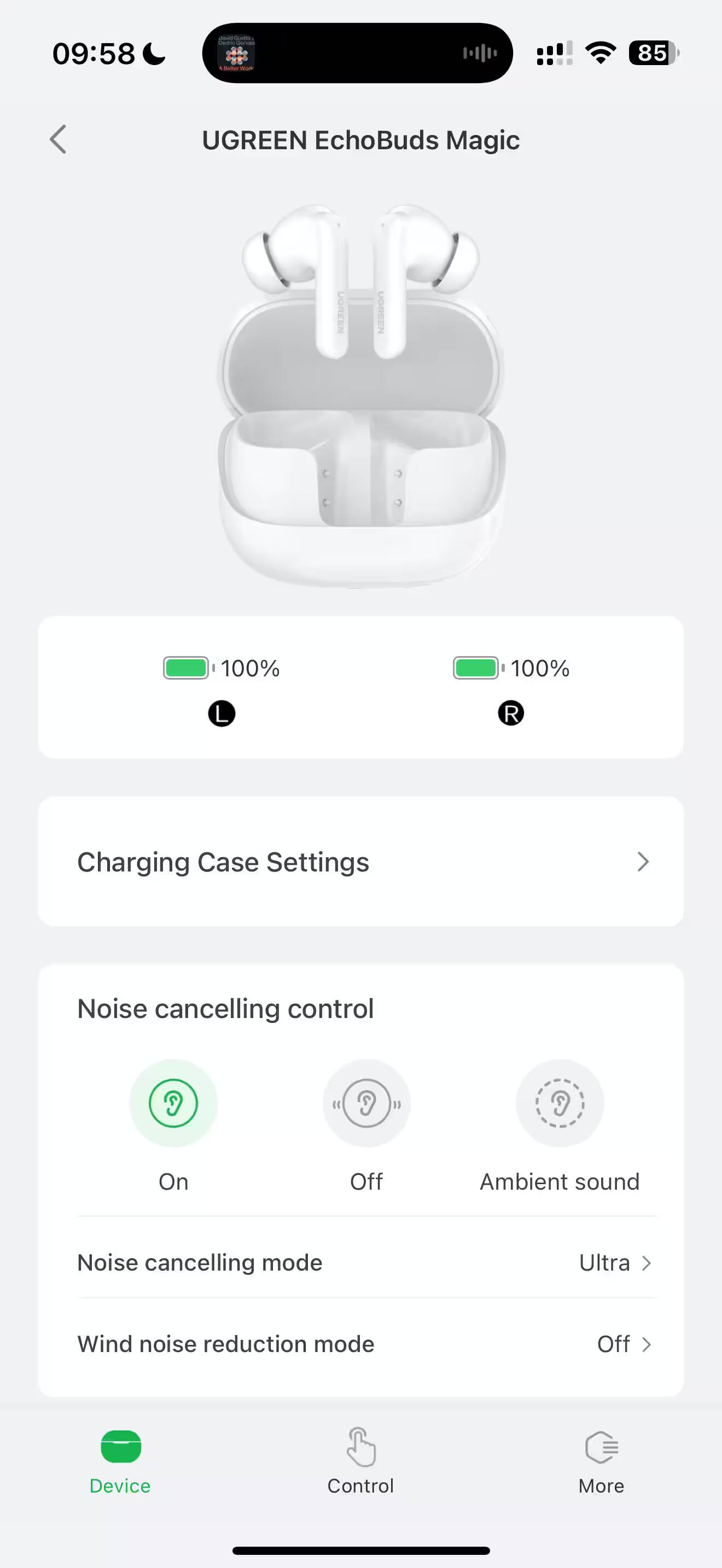 Обзор Ugreen EchoBuds Magic: зачем в наушниках экран?! 20 Интерфейс управления на приложении для Ugreen EchoBuds Magic