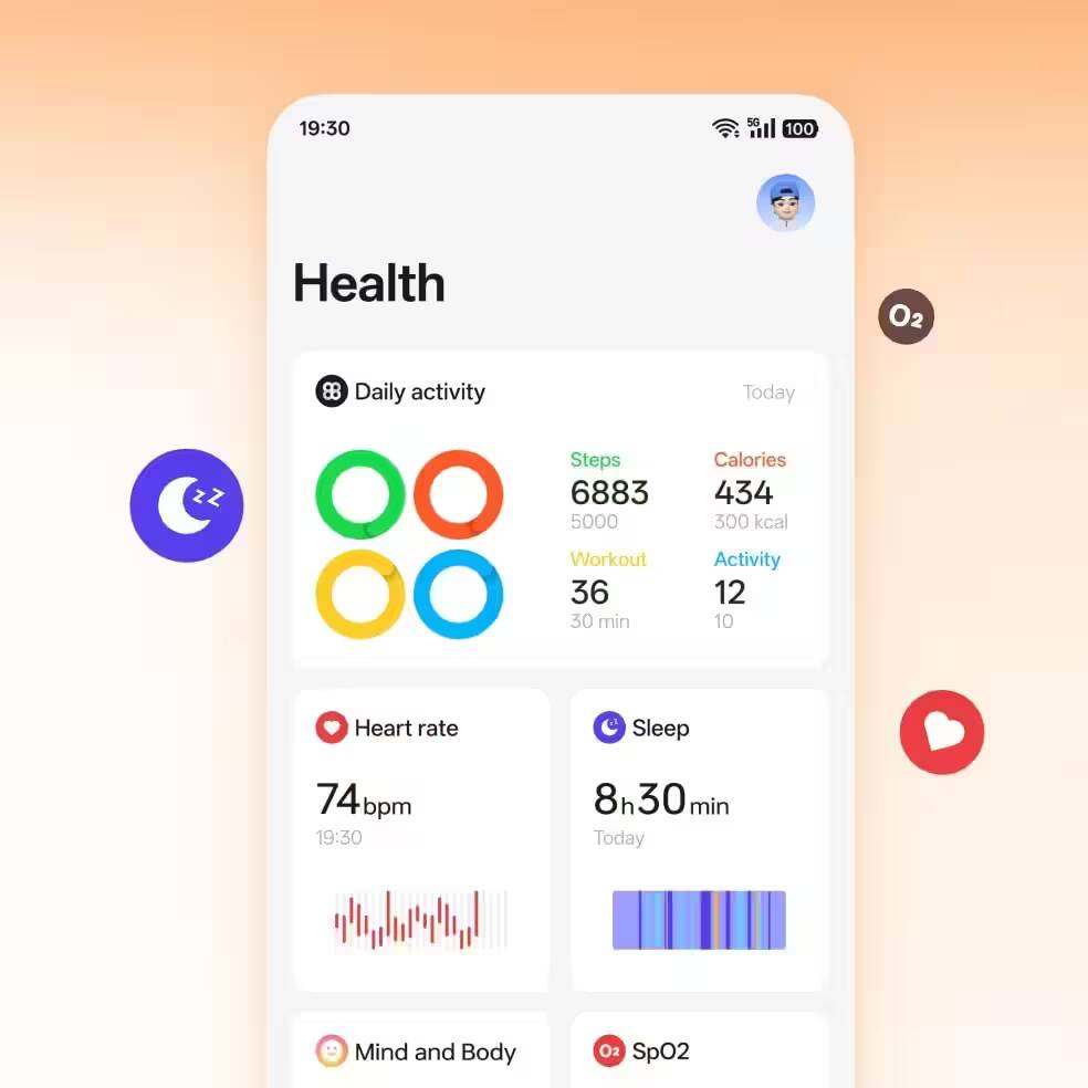 OnePlus представит 15R, Pad Go 2 и Watch Lite 17 декабря: подробности о новинках 2 Экран приложения здоровья с графиками и статистикой в интерфейсе смартфона