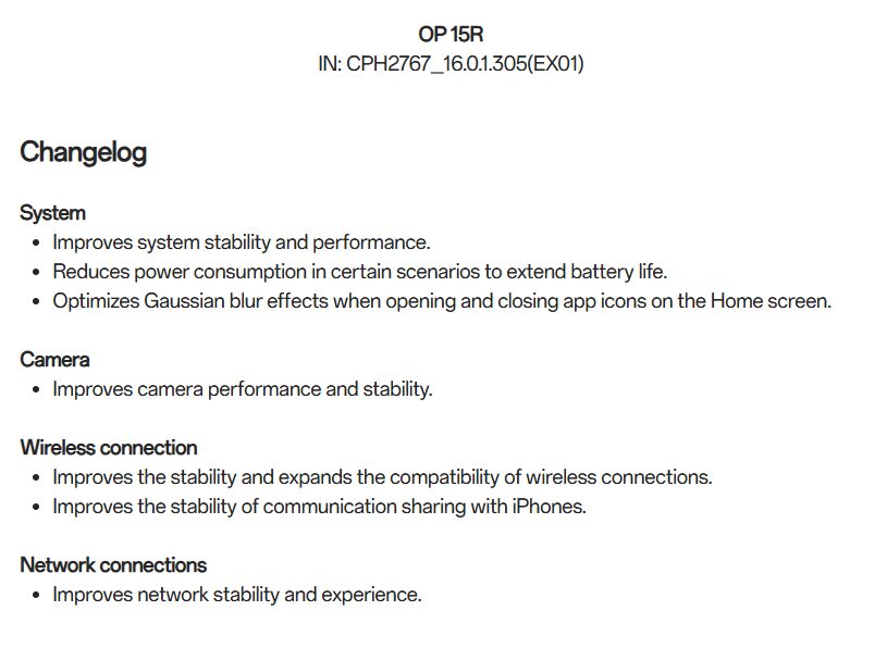 OnePlus выпустила первое обновление OxygenOS 16.0.1 для OnePlus 15R 5 screenshot 2025 12 23 145500