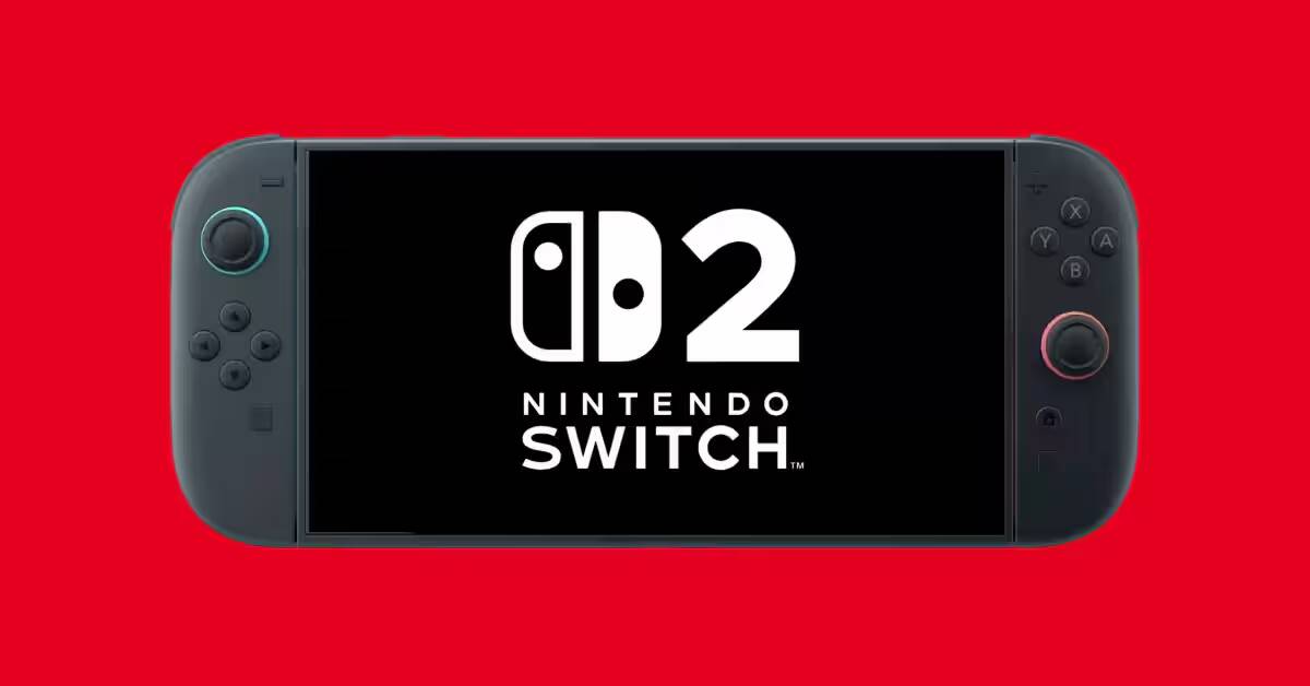 Новая игровая консоль Nintendo Switch с ярким красным фоном