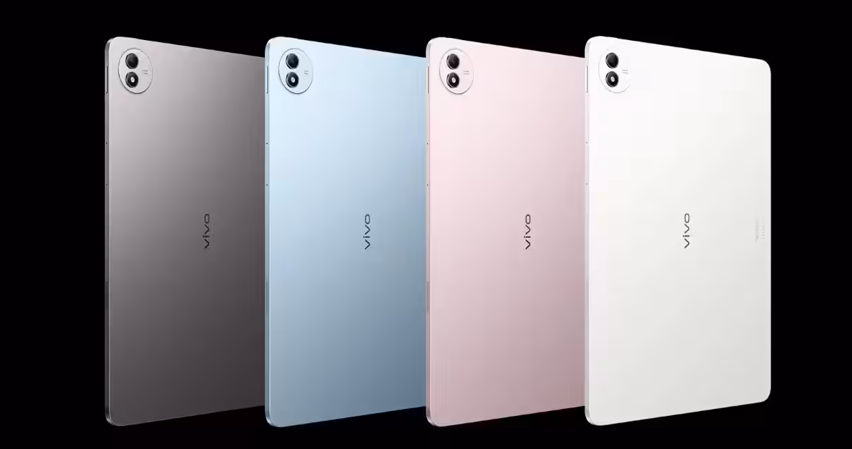 Четыре цвета планшета Vivo Pad 5 Pro Soft Light Edition с задней панелью и камерой