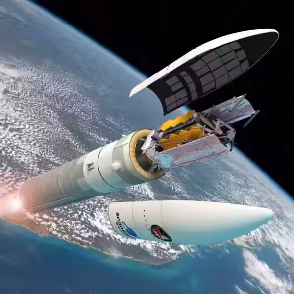 a conceptual image of the james webb space telescope deploying into orbit