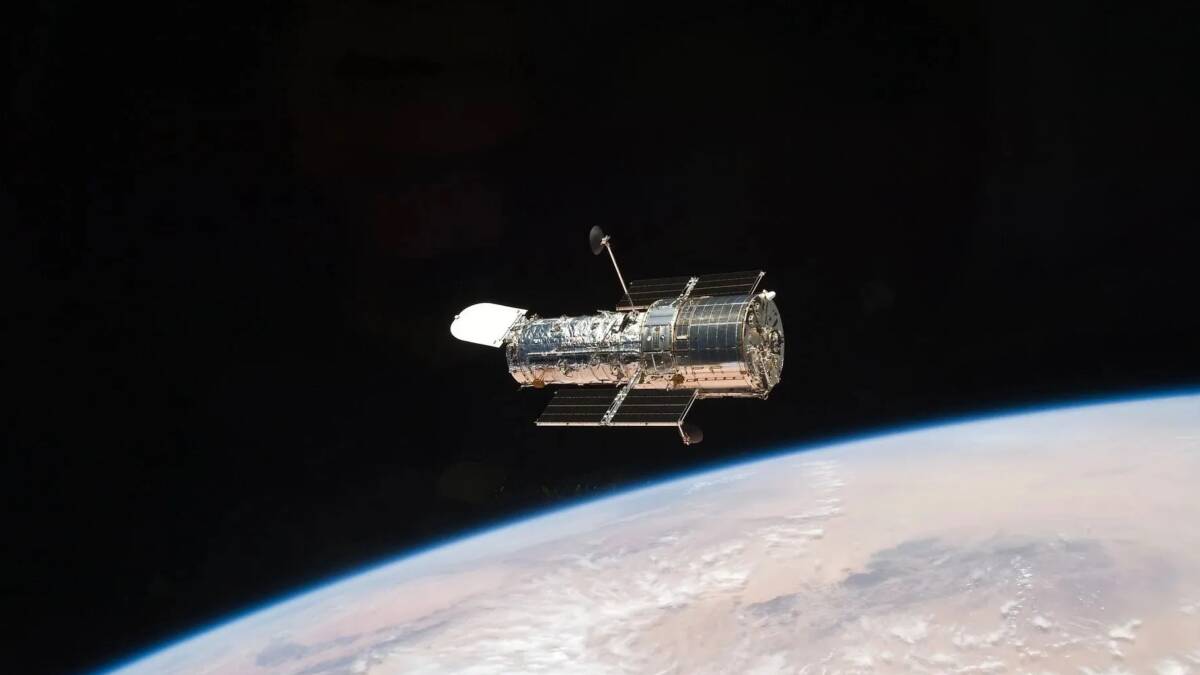 an image of hubble space telescope in orbit image source nasa