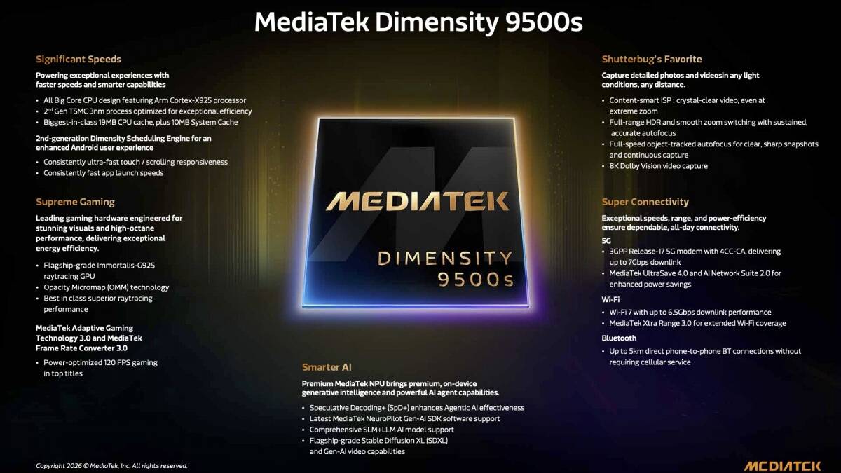 MediaTek представила флагманский Dimensity 9500s и среднебюджетный Dimensity 8500 4 gsmarena 001 12