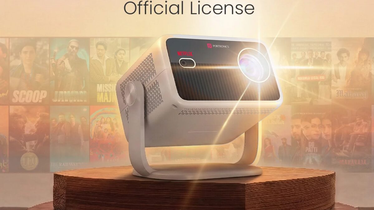 portronics beem 560 smart android led projector with netflix app