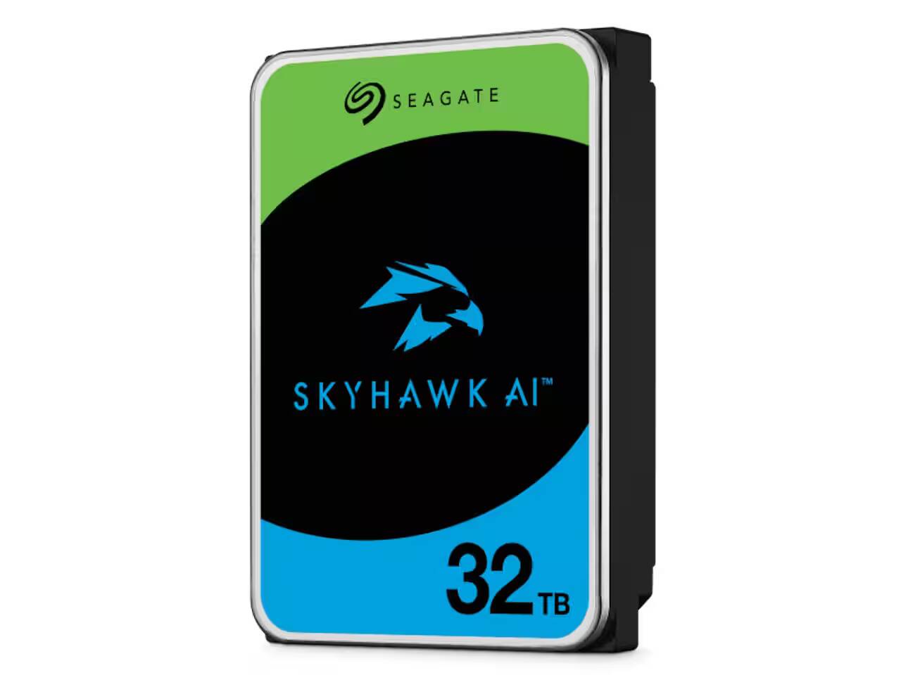 Seagate представила жёсткие диски объёмом 32 ТБ для дата-центров, NAS и систем видеонаблюдения 1 Жёсткий диск Seagate SkyHawk AI 32 ТБ вид спереди с логотипом и ёмкостью