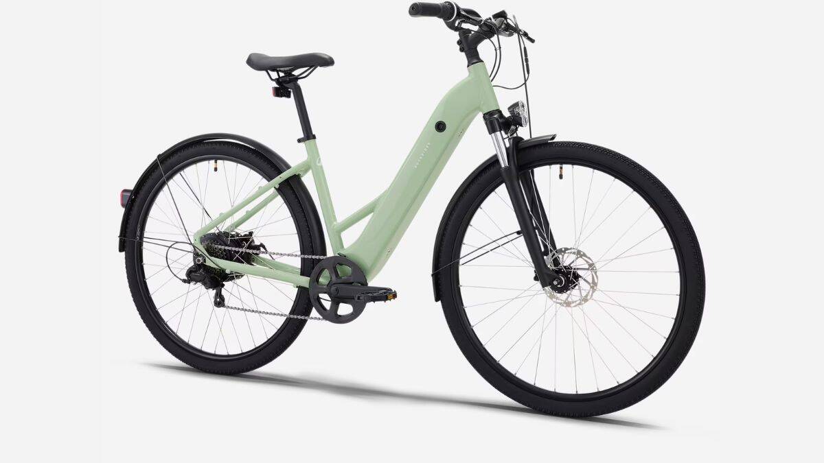 decathlon rockrider e actv 100 almond green e bike