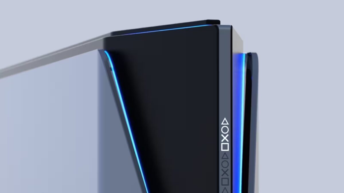 Консоль PlayStation 6 с элегантным дизайном голубой подсветкой