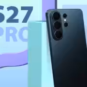 a samsung galaxy s27 pro smartphone render with the text s27 pro in the background