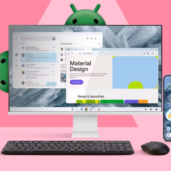 Настольный компьютер с дисплеем и клавиатурой Android Desktop Mode