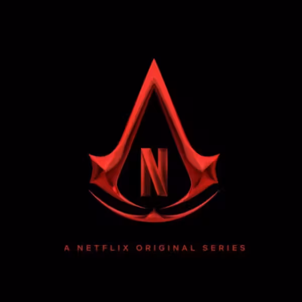 Черное изображение с логотипом Assassin’s Creed от Netflix в центре
