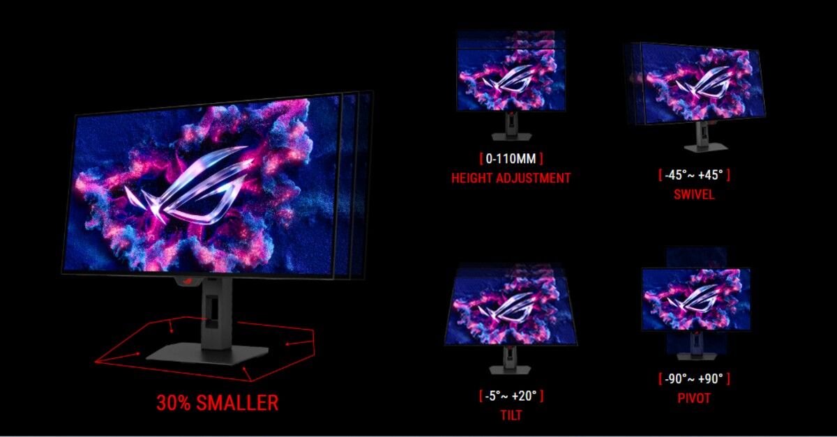 Настольный игровой монитор Asus ROG Strix OLED XG27AQDMG Gen 2 с регулировкой по высоте и наклоном