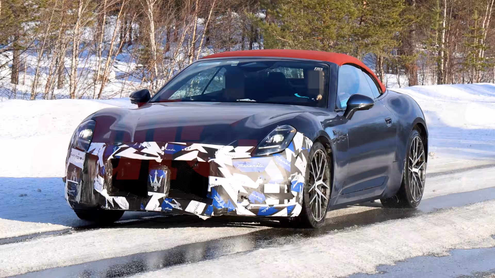 Обновленные бампера Maserati GranTurismo 2027 на зимней дороге