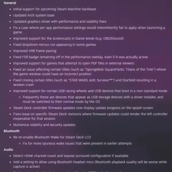 Обновление SteamOS 3.8 с поддержкой Steam Machine и новыми функциями