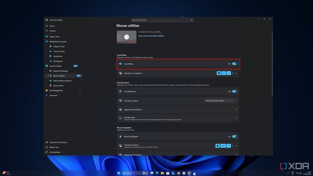 PowerToys добавляет функции, которые давно должны были быть в Windows 3 cursorwrap powertoys