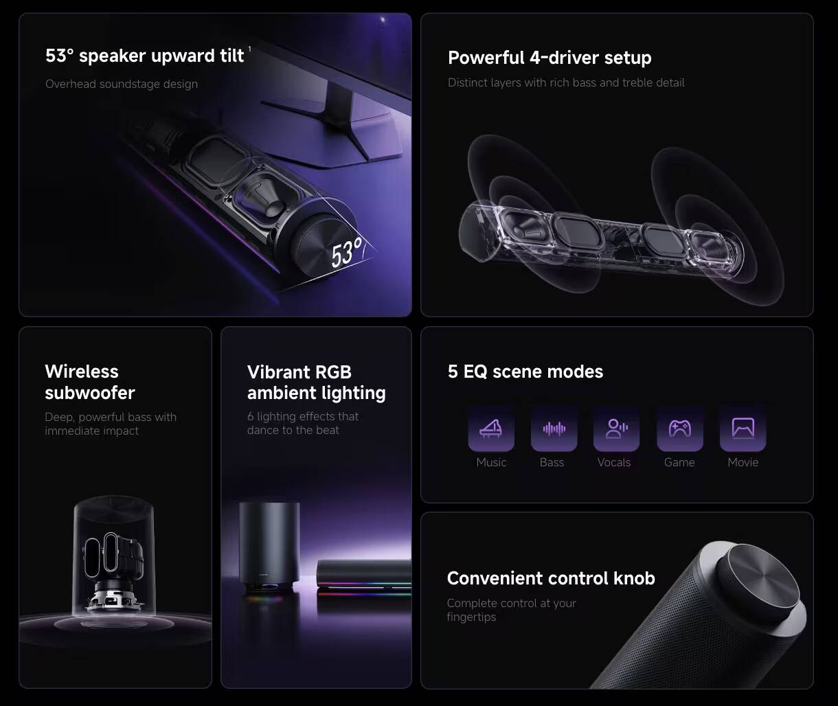 Вертикальная боковая панель настольных колонок Xiaomi Desktop Speaker Pro Set с управляющей крутилкой