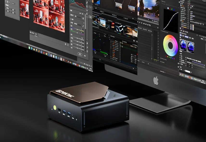 мини-ПК Gmktec Evo-T2S и два монитора Mac